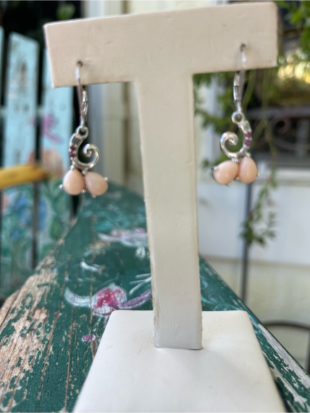 Sterling Silver Pink Coral Drop Earrings